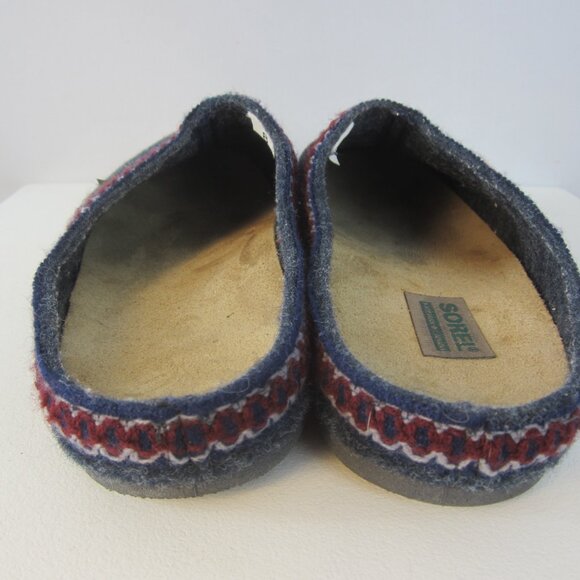 Sorel Kaufman Canada Men 8 Blue Boiled Wool Mules Slippers Slip On Women 9 Shoe